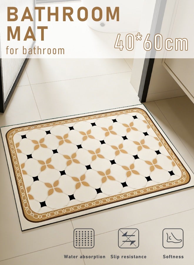 XiuWoo Diatom Bath Mat（1pc 40*60CM）, Anti-Slip Bathroom Floor Mats and Quick Dry Bath Rug, Super Absorbent Bathtub Mat with Non-Slip, Thickened,Soft, Easier Clean Carpet - Image 1